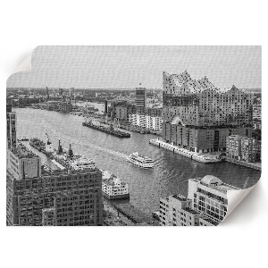 Wall poster depicting a city marina