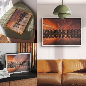Modern wall art poster featuring West Cottages