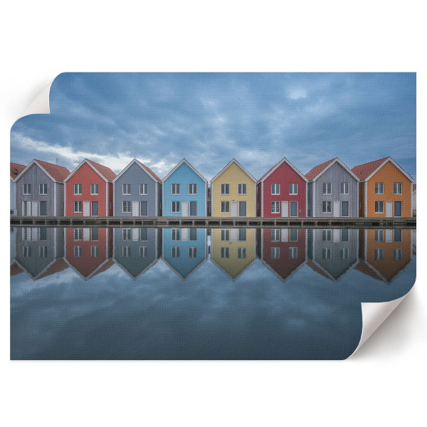 Canvas poster featuring colorful houses