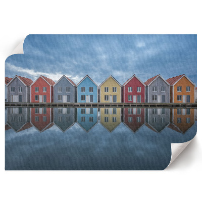 Canvas poster featuring colorful houses