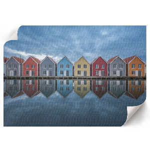Canvas poster featuring colorful houses