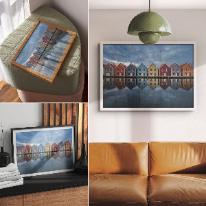 Canvas poster featuring colorful houses