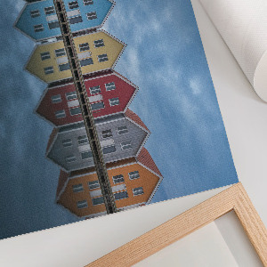 Canvas poster featuring colorful houses