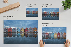 Canvas poster featuring colorful houses