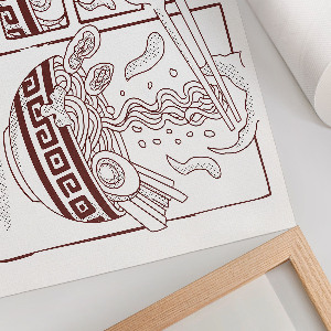 Modern wall art poster with a ramen illustration