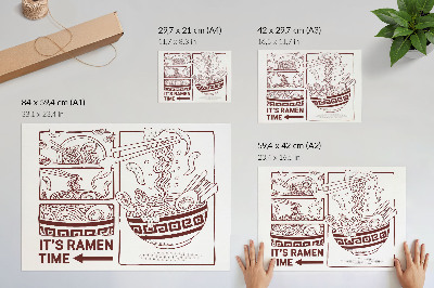 Modern wall art poster with a ramen illustration