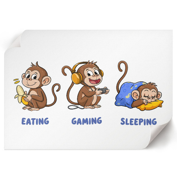 Modern wall art poster featuring funny monkeys