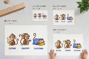 Modern wall art poster featuring funny monkeys