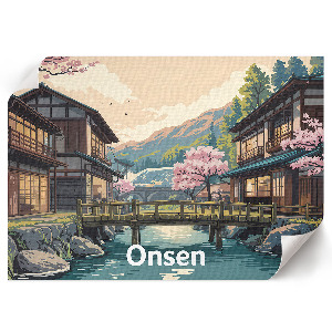 Canvas poster featuring a Japanese onsen landscape