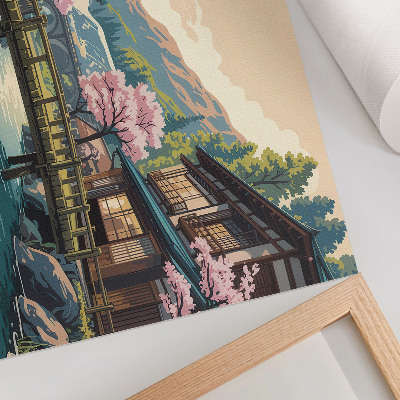 Canvas poster featuring a Japanese onsen landscape