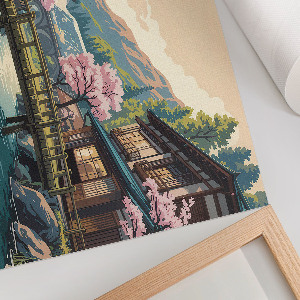 Canvas poster featuring a Japanese onsen landscape