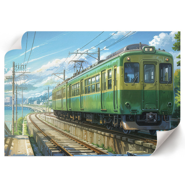 Green train wall poster