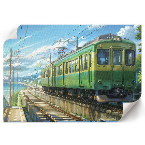 Green train wall poster