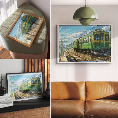 Green train wall poster