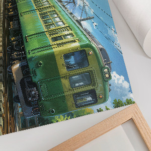 Green train wall poster
