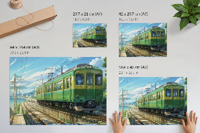 Green train wall poster
