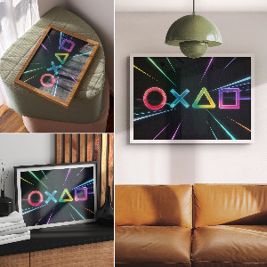 Modern wall art poster featuring gamer symbols