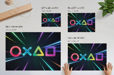Modern wall art poster featuring gamer symbols