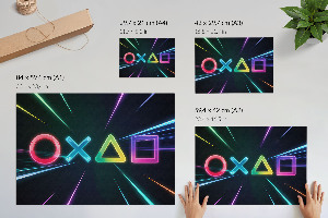Modern wall art poster featuring gamer symbols