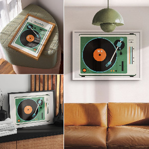 Retro gramophone wall poster