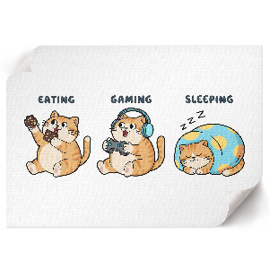 Canvas poster depicting a cat's life