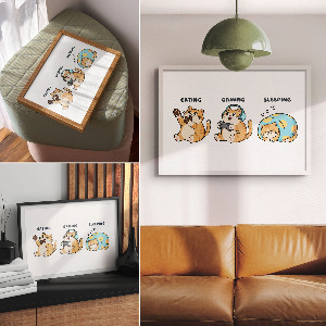 Canvas poster depicting a cat's life