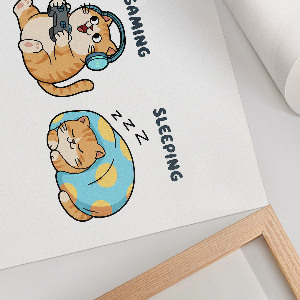 Canvas poster depicting a cat's life