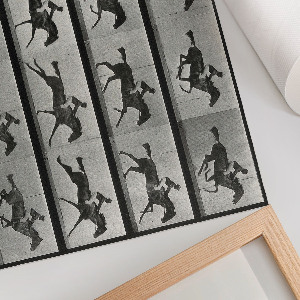 Modern wall art poster featuring a galloping horse