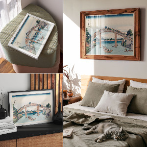 Modern wall art poster showing the view from under a bridge