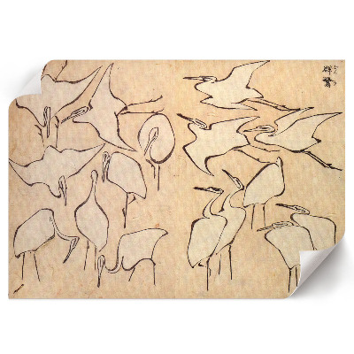 Modern wall art poster depicting herons