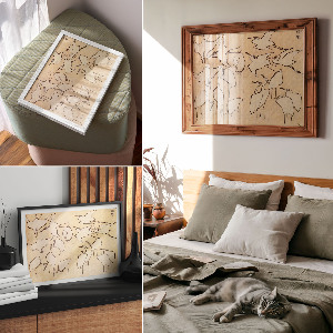 Modern wall art poster depicting herons