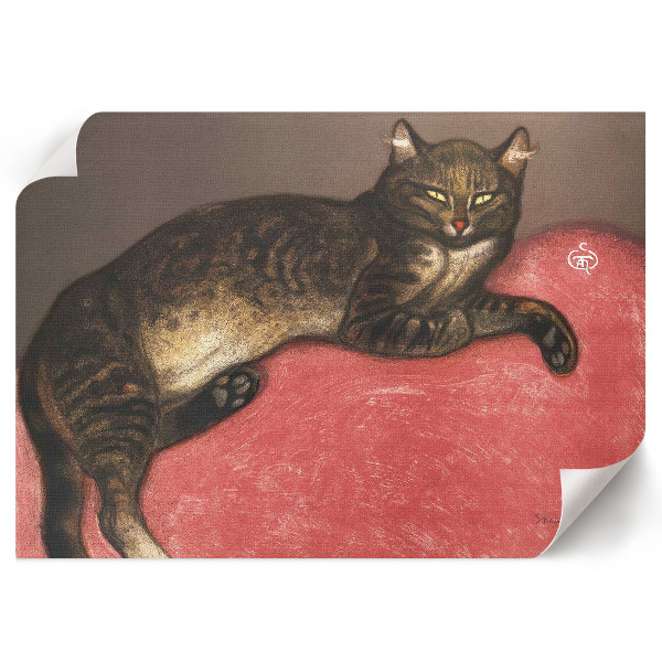 Wall poster featuring a cat on a pillow
