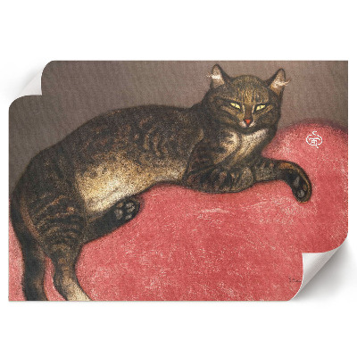 Wall poster featuring a cat on a pillow
