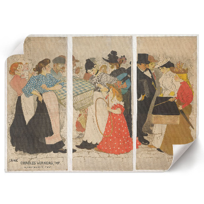Modern wall art poster showing people on the street