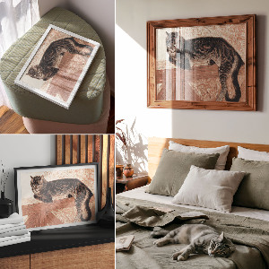 Premium wall art featuring a cat on a balustrade