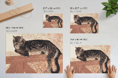 Premium wall art featuring a cat on a balustrade