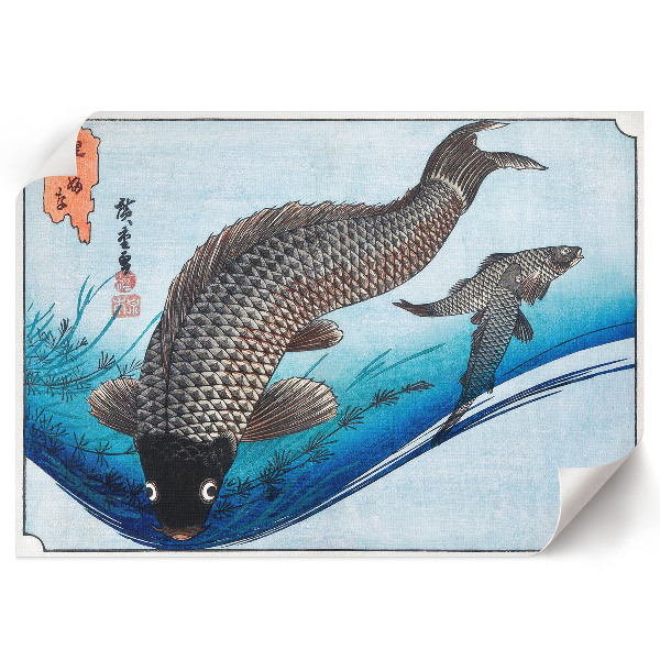 Modern wall art poster with carp and crucian motifs