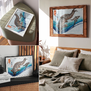 Modern wall art poster with carp and crucian motifs