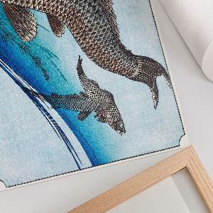 Modern wall art poster with carp and crucian motifs