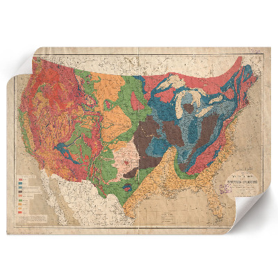 Modern wall art poster featuring a geological map of the USA