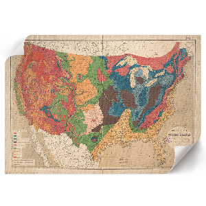 Modern wall art poster featuring a geological map of the USA