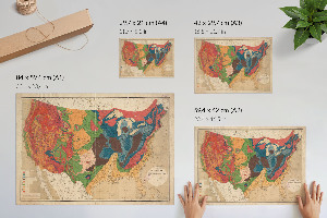 Modern wall art poster featuring a geological map of the USA