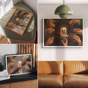 Canvas poster Seven male hands