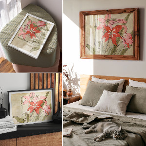 Modern wall art poster featuring an amaryllis
