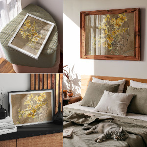 Wall poster with a yellow flower motif