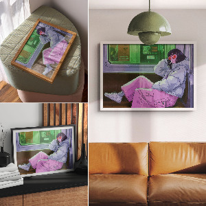 Wall poster Girl on the subway