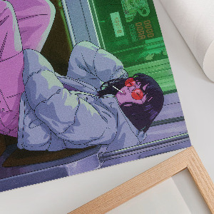 Wall poster showing a girl on the subway