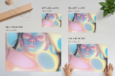 Modern wall art poster featuring a futuristic figure