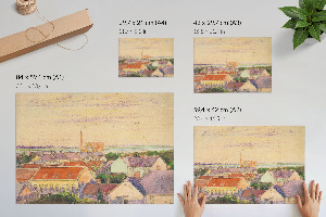 Modern wall art poster with a city view