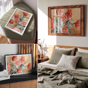 Premium wall art featuring dahlias